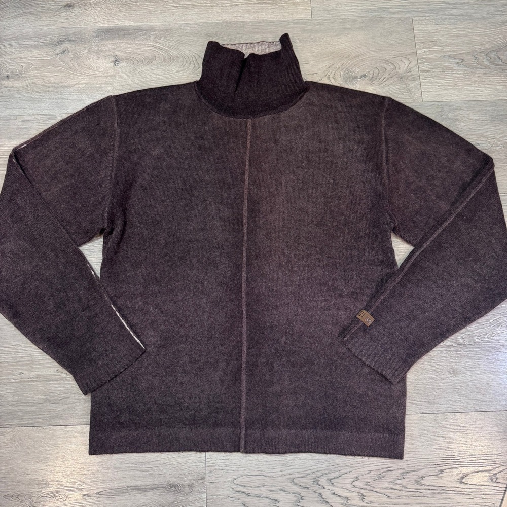 East Island Womens XL Espresso‎ Brown 100% Lambswool Turtleneck Sweater